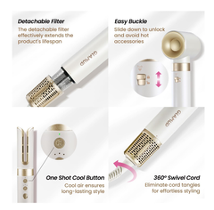 6-in-1 Hot Air Styler Gift Set – Long Barrel, Volumizing Brush & Travel Bag