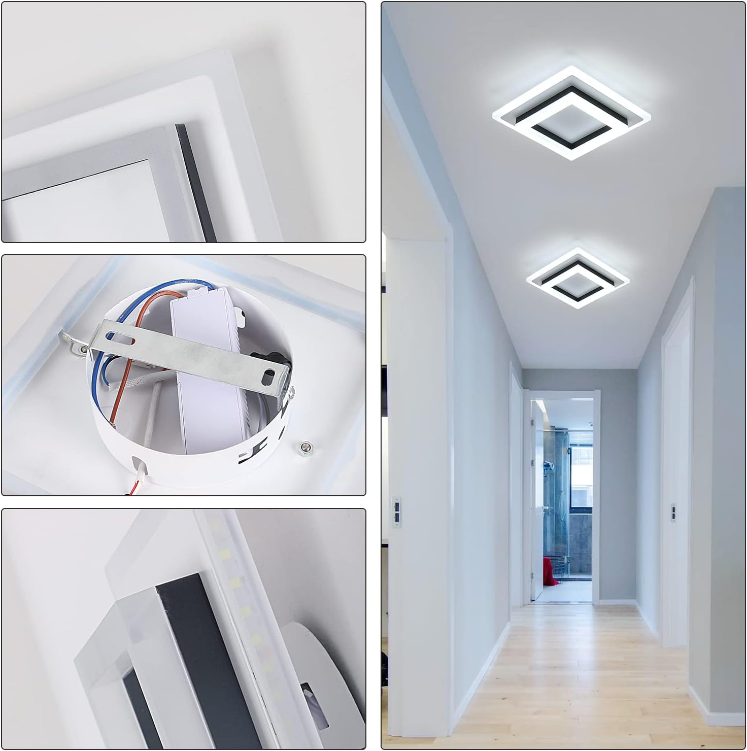 24W LED Ceiling Light, Cold White, Modern Flush Mount