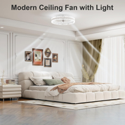 Modern Smart Ceiling Fan with LED Light – 6 Speeds, Dimmable Warm-to-Cool Lighting, and Remote Control for Bedrooms, Living Rooms