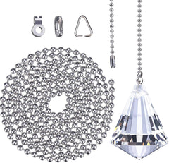 2 Pieces Pull Chain Extension with Connector for Ceiling Light Fan Chain, 1 Meter Long Each Chain (Crystal Cone)