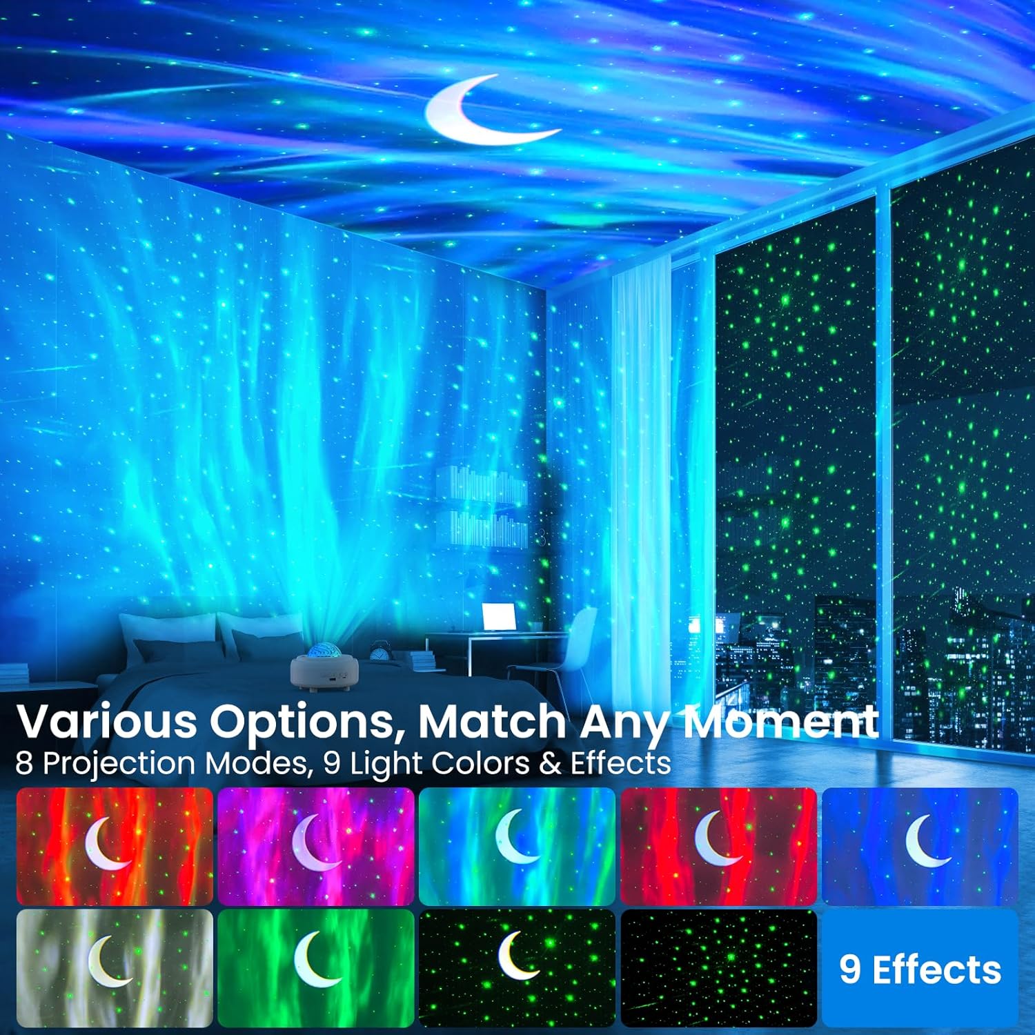 Galaxy Light Projector with Bluetooth Speaker & 8 Modes