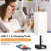 USB Bedside Table Lamp with 3 Color Modes & Pull Chain