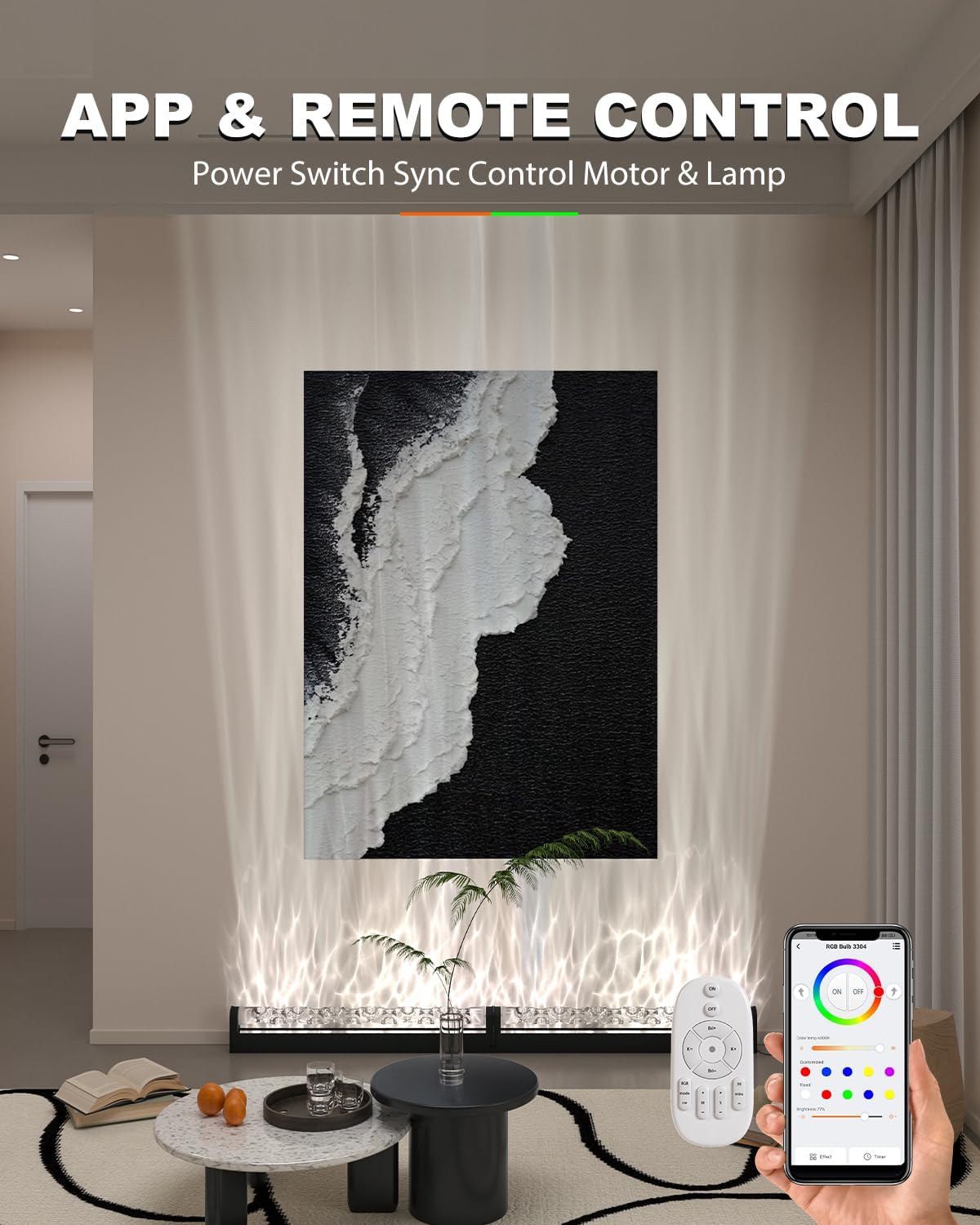 RGBW Dynamic Wave Wall Light with APP & Remote – Aurora Effect – KfDirect