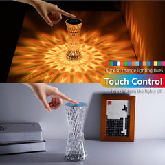 Crystal Diamond Table Lamp, Touch & Remote Control, 16-Color LED Night Light, USB Rechargeable