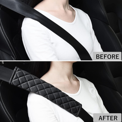 Car Seat Belt Pads – Soft Harness Shoulder Cushions with Hook & Loop Strap (Black, 2-Pack)