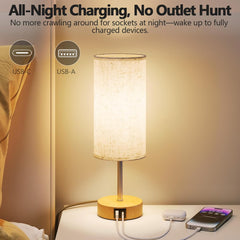 Touch Bedside Lamps Set of 2 with USB Ports