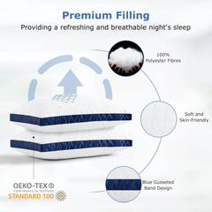 2 Pack Hotel Quality Bed Pillows – Hypoallergenic Supportive Pillows 42x70cm