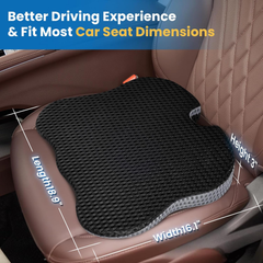Memory Foam Car Seat Cushion – Wedge Booster Pad, Breathable Comfort for Long Drives