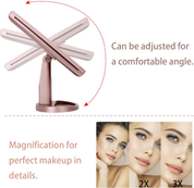 DeWEISN Lighted Makeup Vanity Mirror – 21 LED, 3X/2X/1X Magnification, Rose Gold