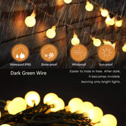60 LED Solar Globe Fairy Lights – Warm White, Waterproof