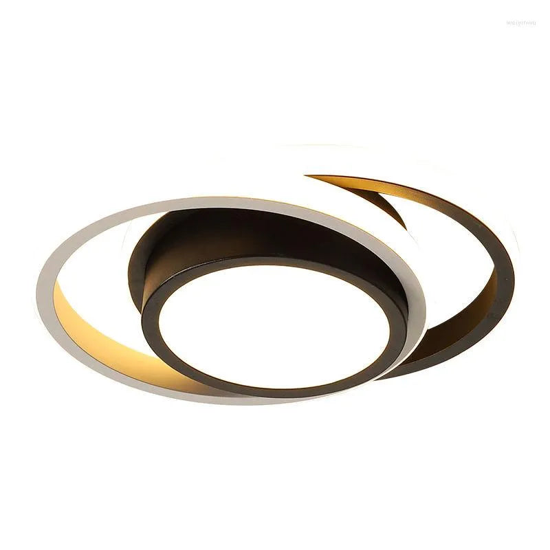 Modern Double Circle LED Ceiling Light – Black Dimmable Chandelier Ceiling Lamp for Living Room, Bedroom & Home Decoration