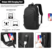 Anti-Theft Laptop Backpack – 15.6" USB Charging Travel & Work Rucksack Unisex