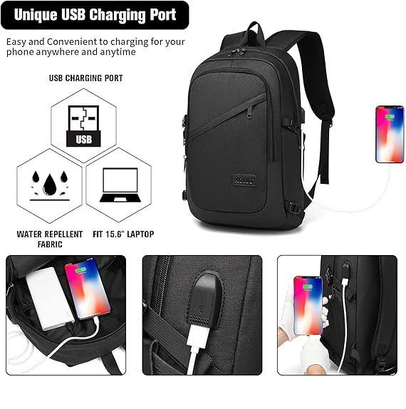 Anti-Theft Laptop Backpack – 15.6" USB Charging Travel & Work Rucksack Unisex