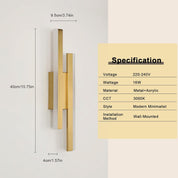 Gold LED Wall Light, 40CM Modern Warm White Sconce