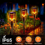 Solar Torch Lights – 6 Pack, Flickering Flame & Steady Modes, Waterproof Outdoor Garden Lights