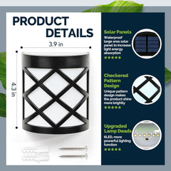 Solar Fence Lights Outdoor 4 Pack Waterproof LED