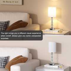 Crystal Touch Bedside Lamp with USB-C & Dimmable Light