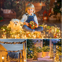 2 Pack Solar Christmas Fairy Lights 200 LED Outdoor