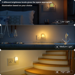 Adjustable Brightness LED Night Light - Energy-Efficient Plug-in Wall Lamp, 2700K Warm, EU Plug