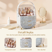 Large Multifunctional Makeup Organizer with Drawers – Dustproof Cosmetic Storage Box