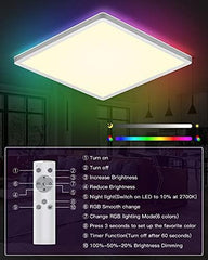 LED Ceiling Light Dimmable, 18W Bathroom Ceiling Light, Square, Flush, 100W Equivalent, IP44 Waterproof