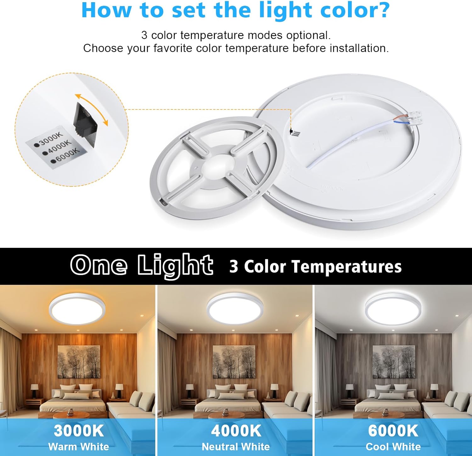 18W LED Ceiling Light – Adjustable Color, Waterproof, 1800LM, Ø23cm