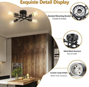 Vintage 4-Light Black Ceiling Fixture