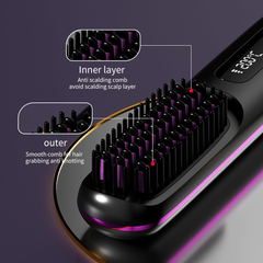 Cordless Hair Straightener Brush – Portable Heated Brush for Quick Styling & Travel