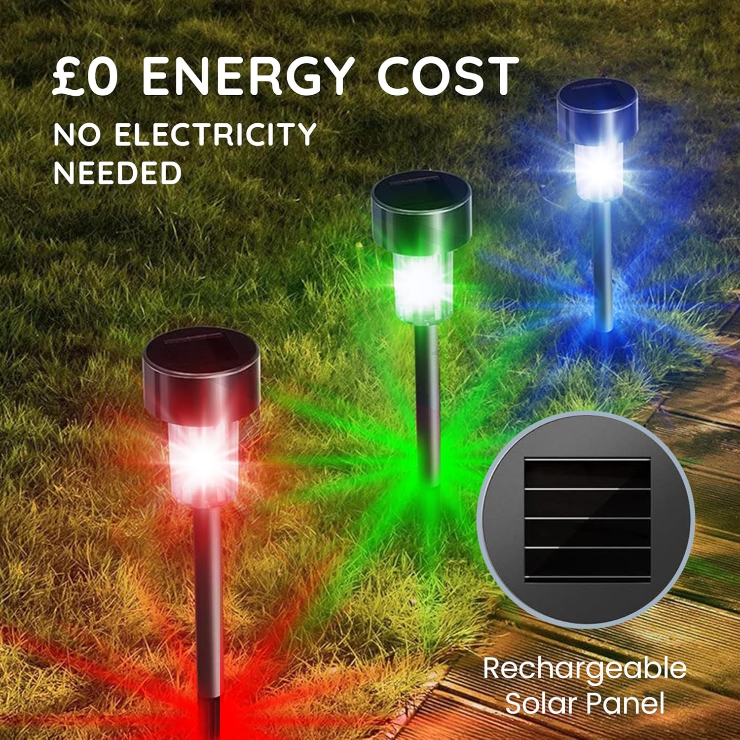 Colour-Changing Solar Garden Lights – 10 Pack LED Stakes