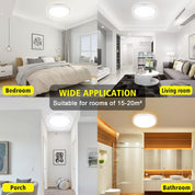 24W Dimmable LED Ceiling Light – 2200LM Round Flush Mount, 3000K–6000K CCT, IP54 Waterproof Ceiling Light for Bathroom, Kitchen, Bedroom, Living Room & Hallway