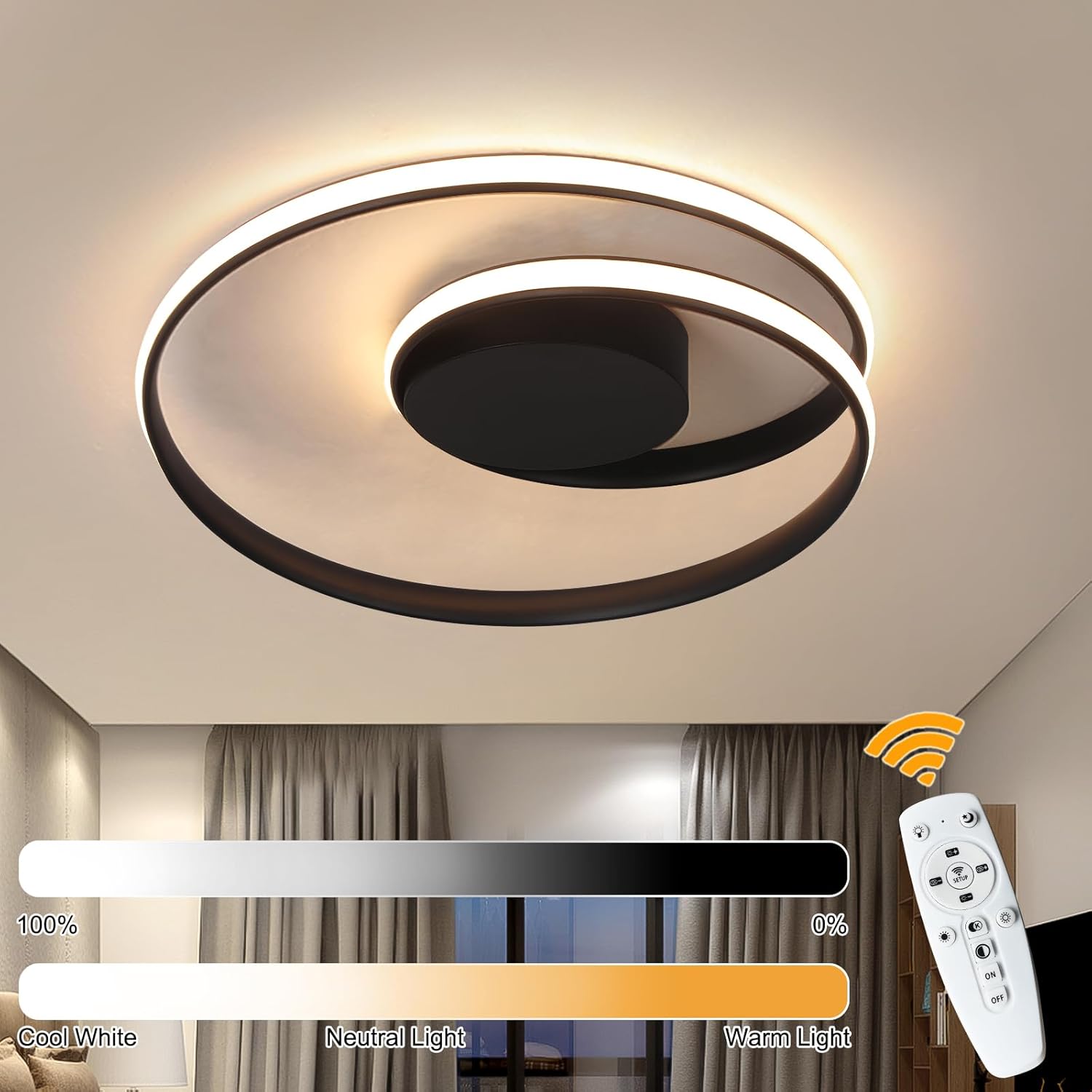 18'' Dimmable LED Ceiling Light with Remote Control