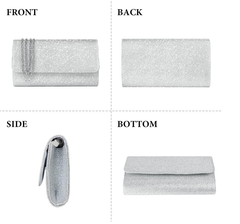 Elegant Glitter Envelope Clutch Bag with Chain Strap – Evening Party Handbag