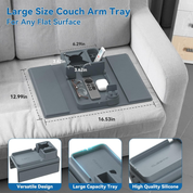 Couch Cup Holder Tray – Non-Slip Sofa Armrest Organizer with Cup & Phone Holder
