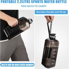 2.2L Large Triangular Gym Water Bottle – Leakproof BPA-Free Plastic Jug Black