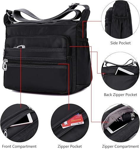 Waterproof Nylon Crossbody Bag for Women – Casual Shoulder Messenger Purse