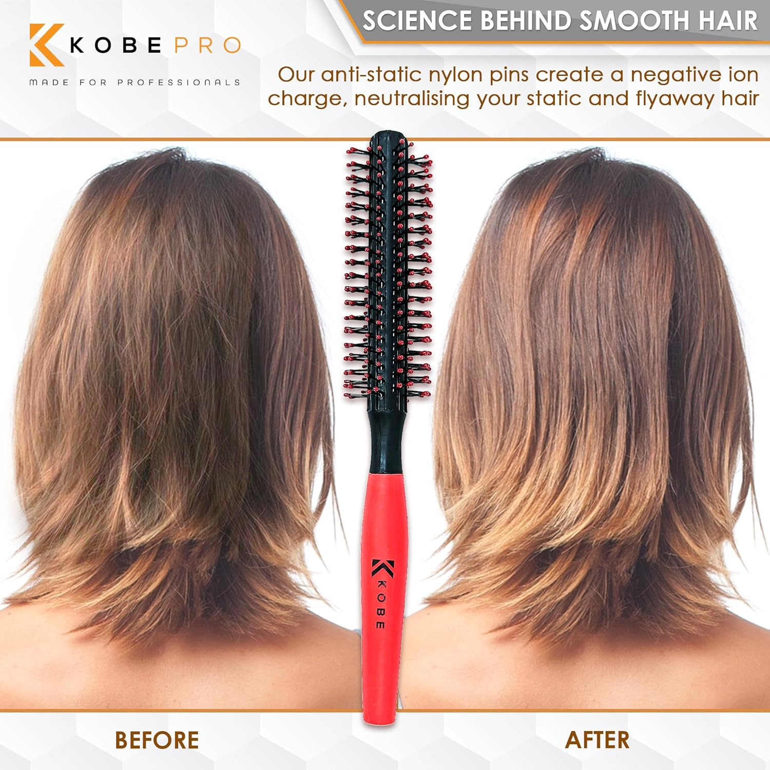 Professional Quiff Roller – Small Round Hair Brush with Rubber Grip for Men & Barbers