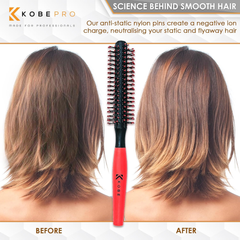 Professional Quiff Roller – Small Round Hair Brush with Rubber Grip for Men & Barbers