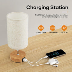 Touch Bedside Lamps Set of 2 with USB Ports