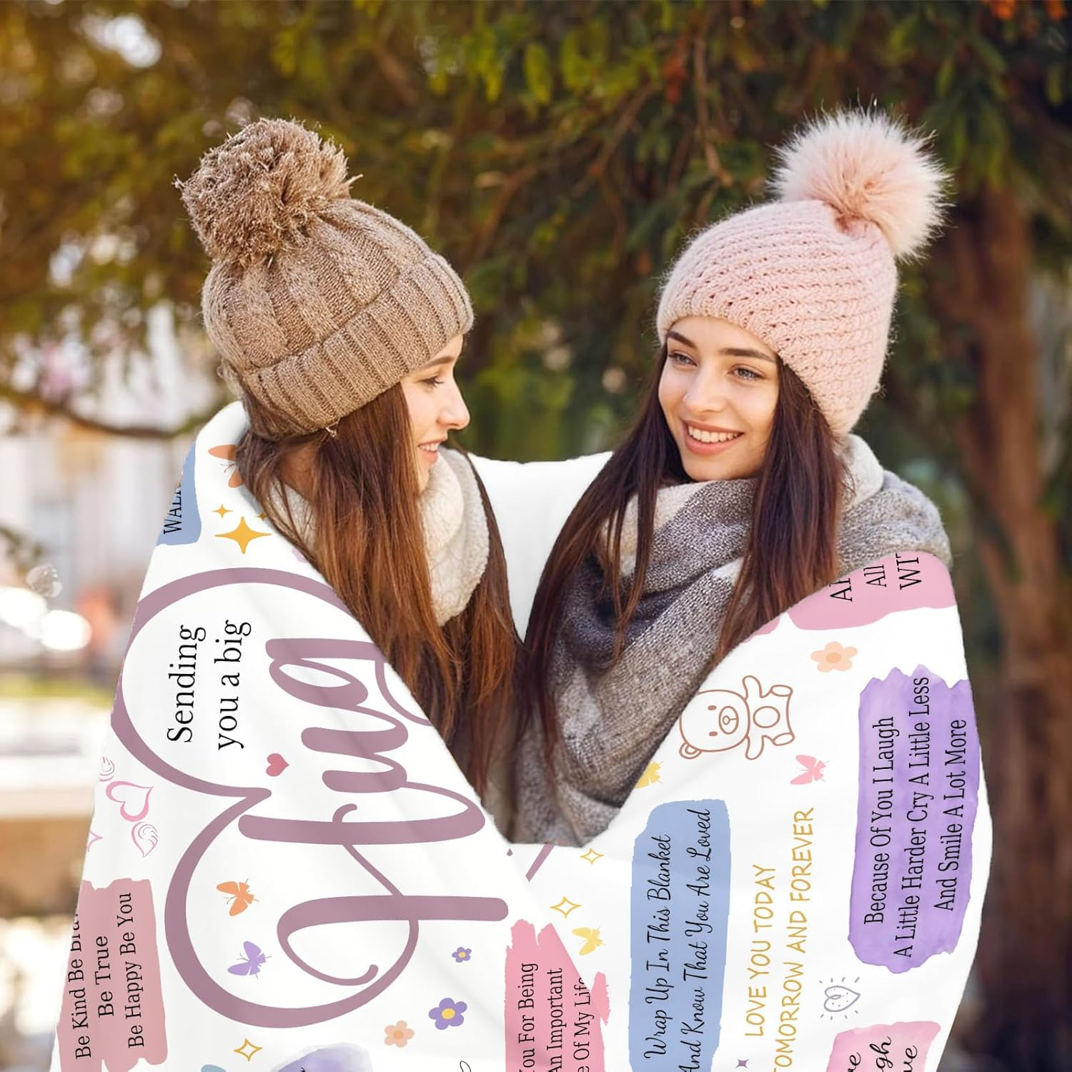 Best Friend Gift Blanket for Women – Flannel Hug Throw, 150x130cm, Birthday & Christmas Present