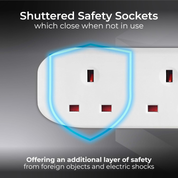 4-Way Extension Lead 13A with 5M Cable – Unswitched Power Strip, White
