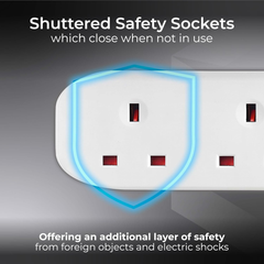 4-Way Extension Lead 13A with 5M Cable – Unswitched Power Strip, White