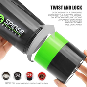 Protein Shaker Bottle 500ml – Green BPA-Free Gym Bottle with Storage Compartment