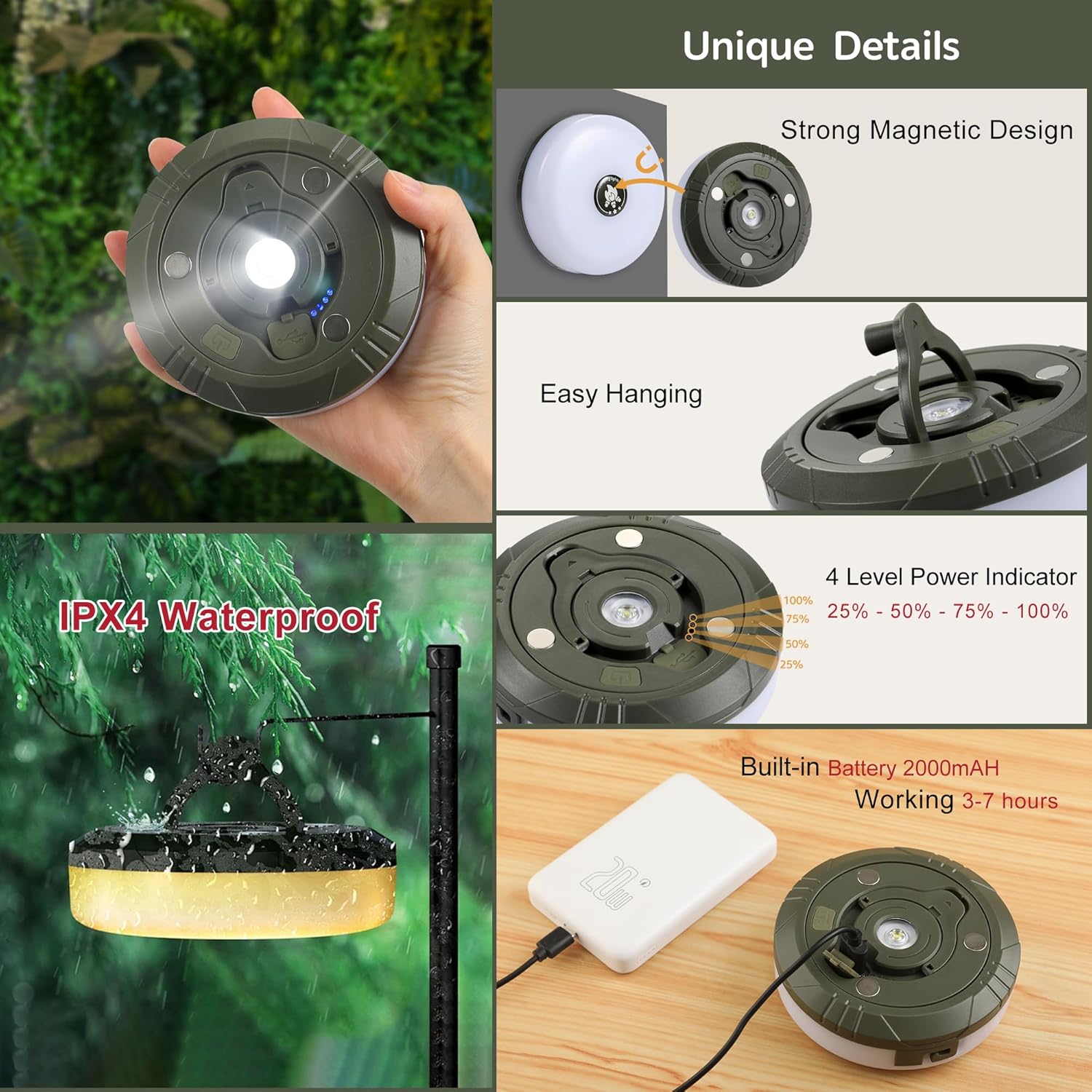 Retractable Camping String Lights, 32FT, 100 RGBW LEDs