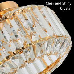 Modern Crystal Ceiling Light with Glass Lampshade Chrome