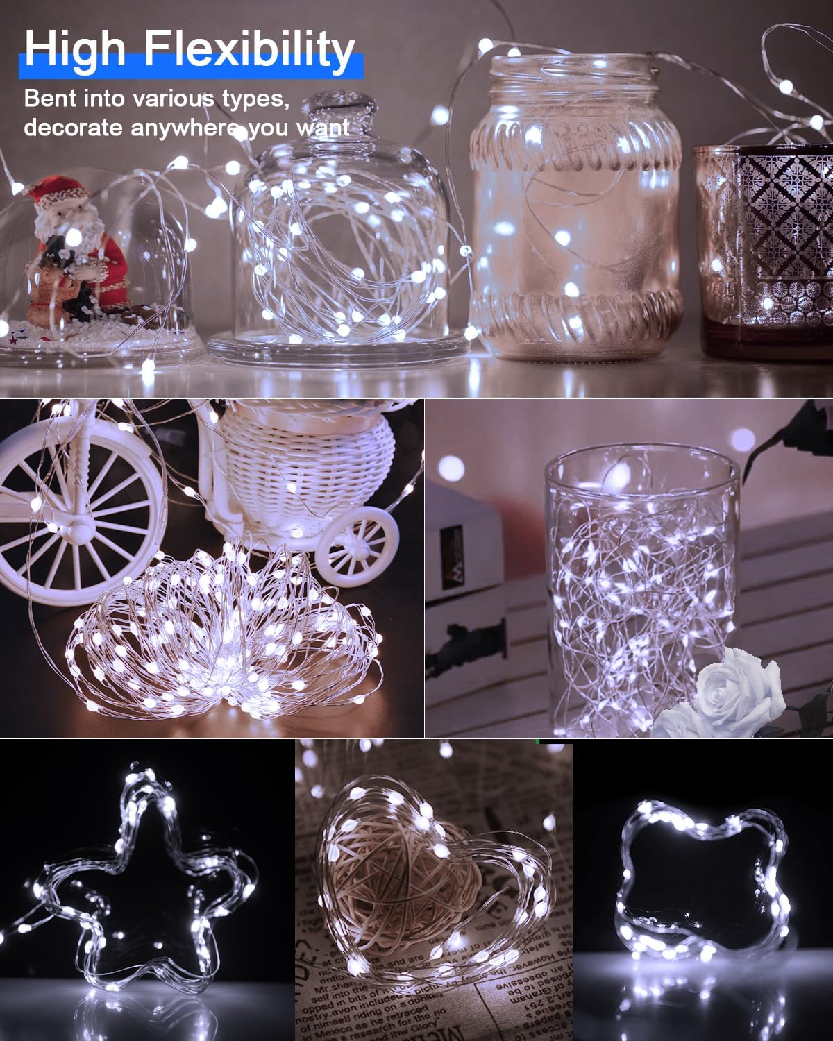 Cool White Solar Fairy Lights