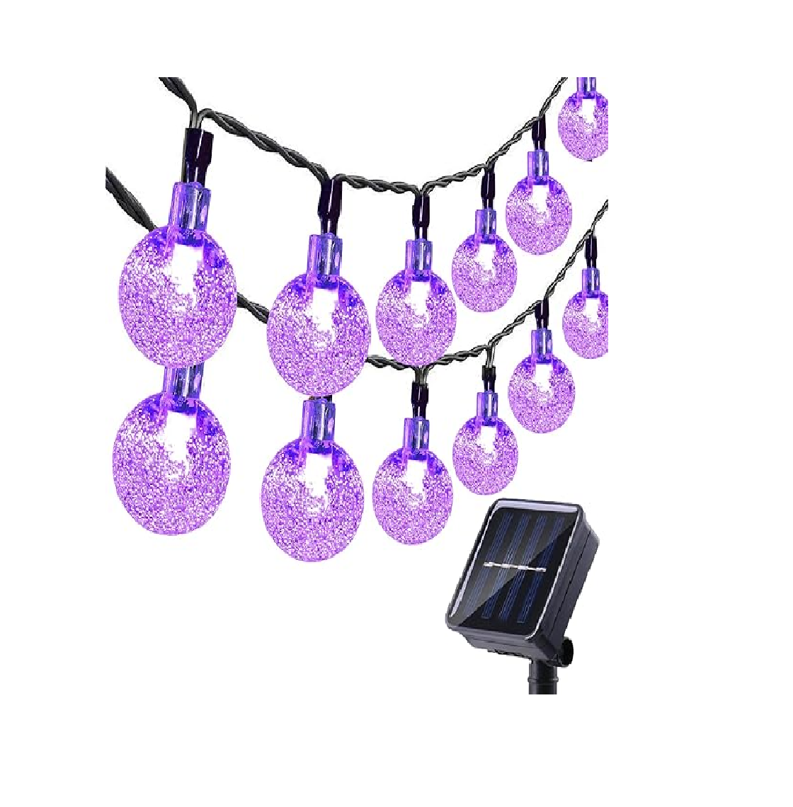 60 LED Solar Crystal Ball String Lights, 36ft White