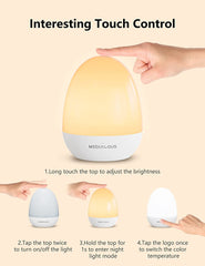 Baby Night Light - 2500mAh, Touch Control, Timer, LED Egg Lamp for Kids