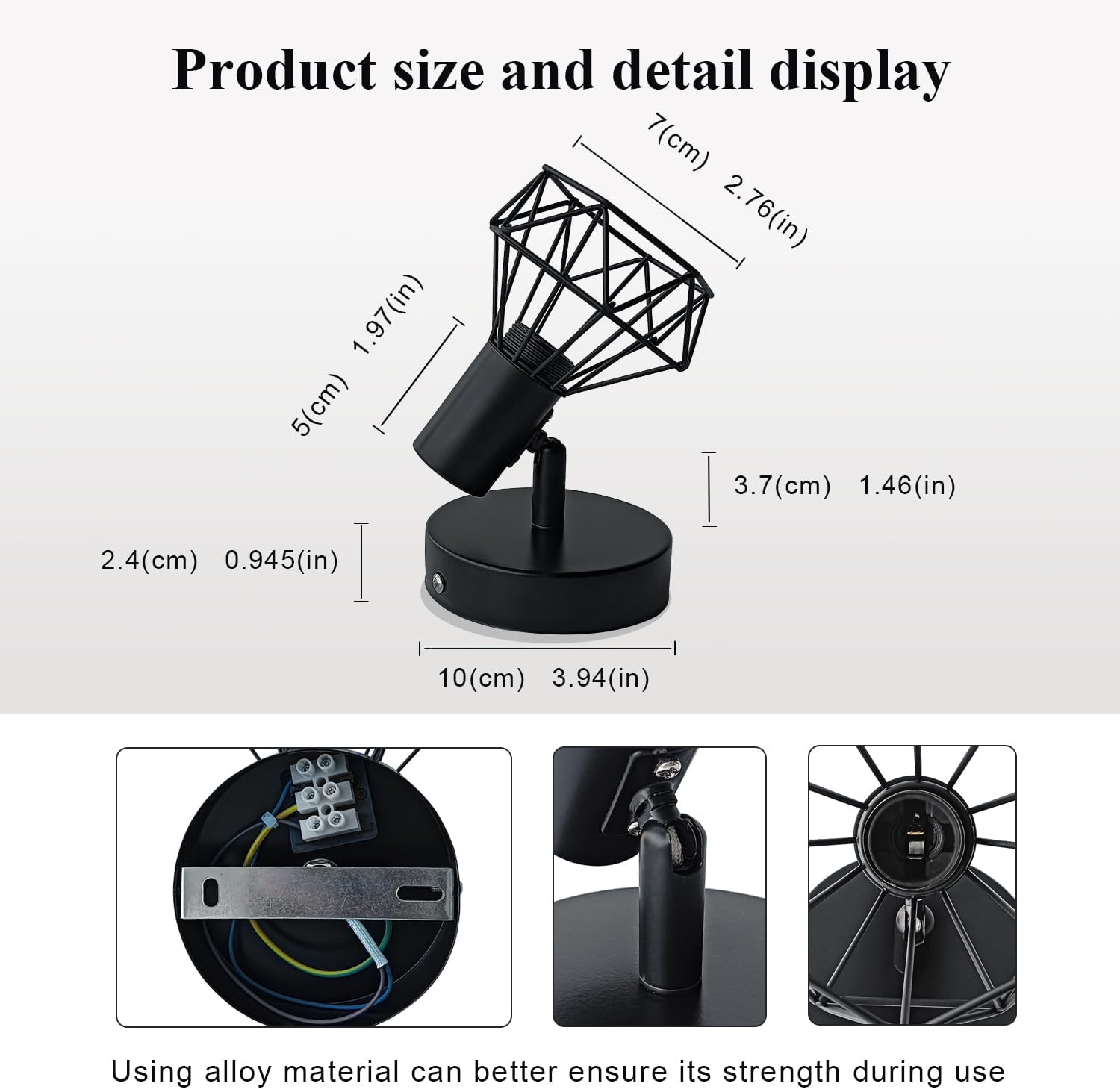Adjustable E14 Vintage Wall Spotlight with Rotatable Shade