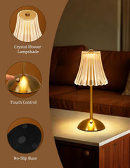 Rechargeable Crystal Lamp, Dimmable Touch Bedside Light