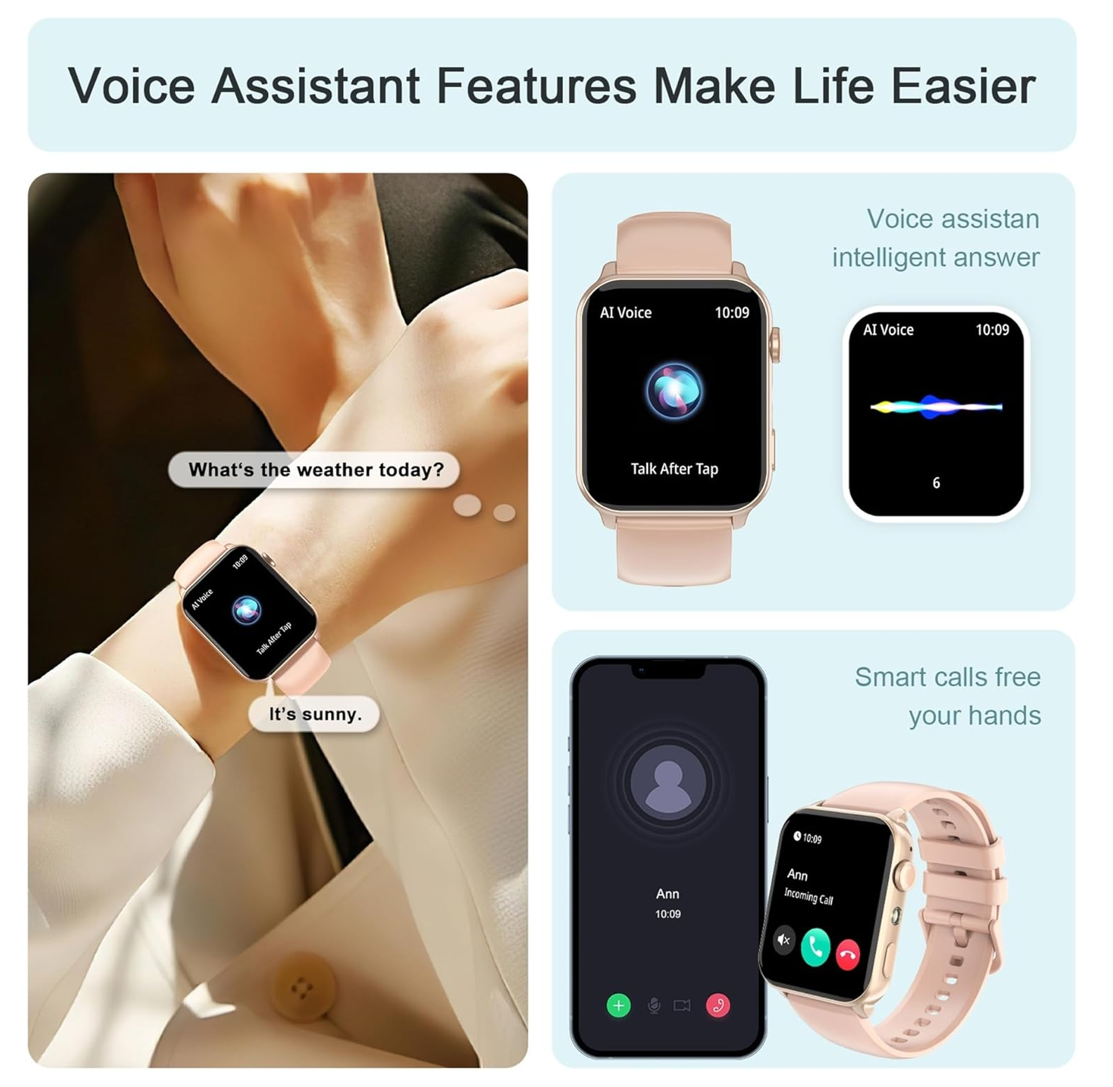 Smart Watch for Women – 1.91" HD Fitness Tracker with Calls, Heart & Sleep Monitor